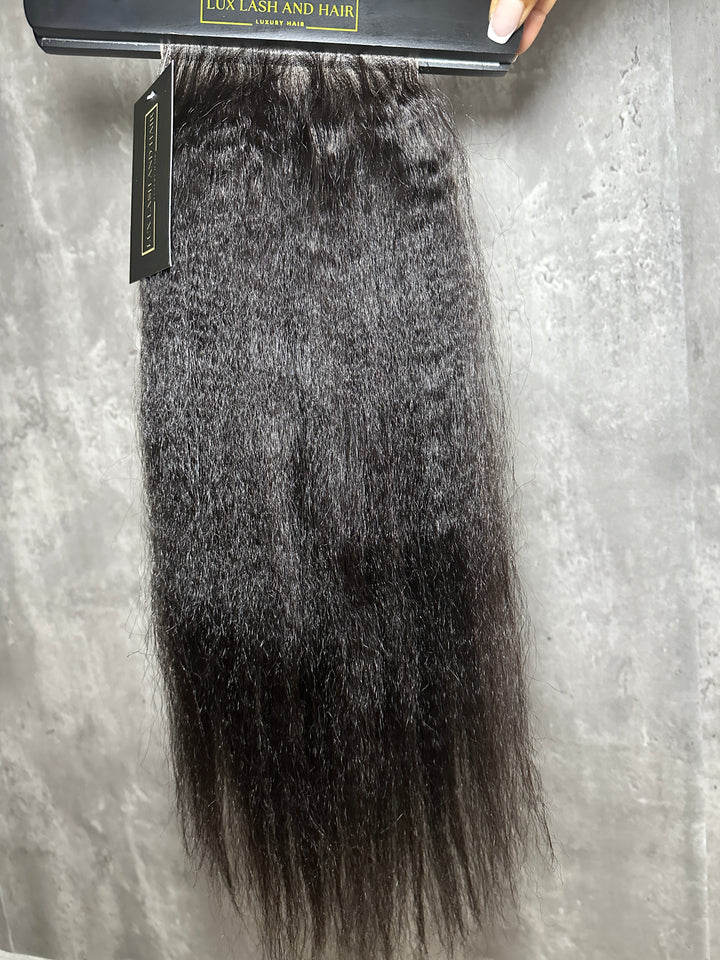 Lux Lash and Hair Raw kinky straight hair closure – 100% Cambodian human hair.