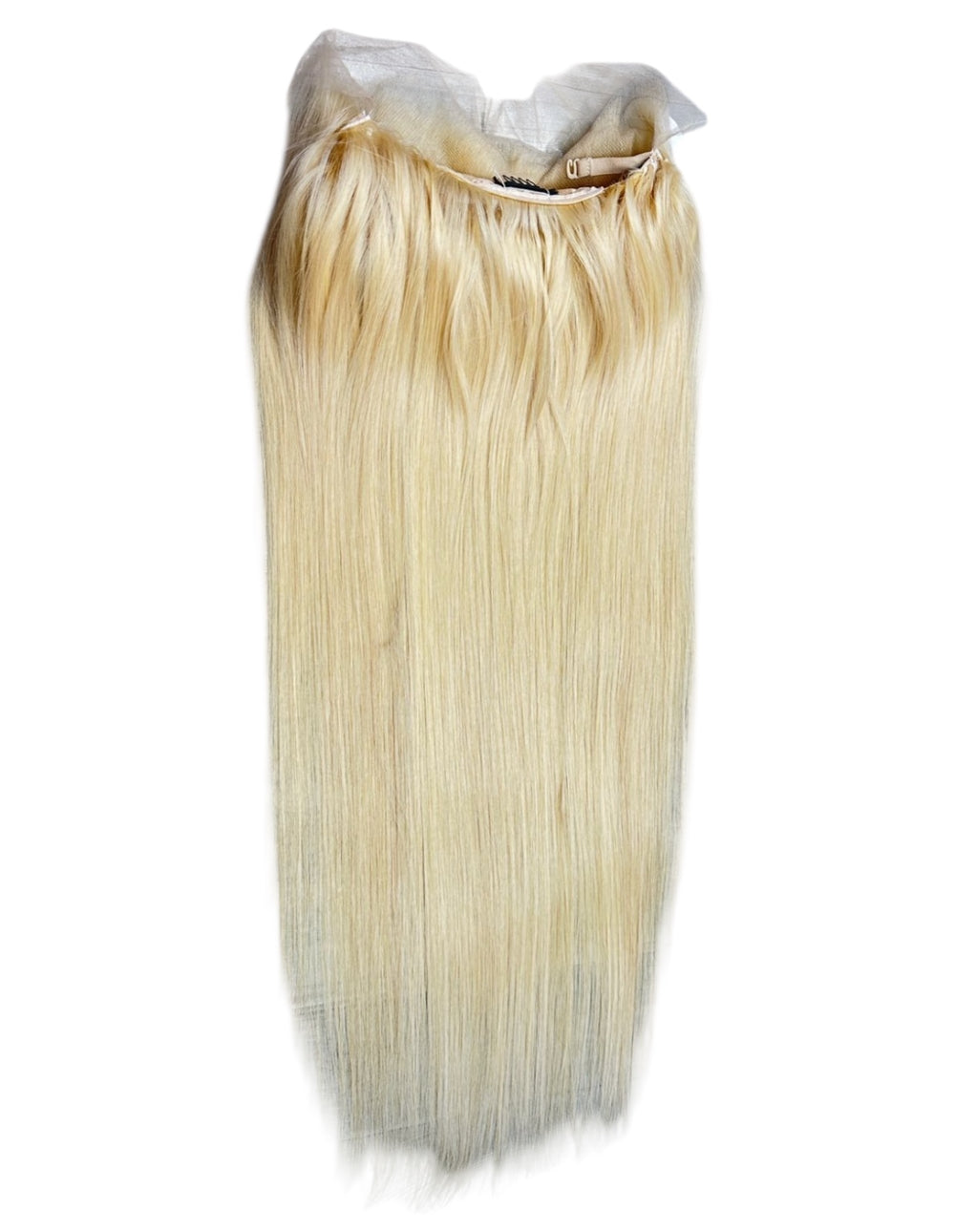 613 blonde straight human-hair wig with long silky strands and HD lace front displayed on white background — Lux Lash and Hair.
