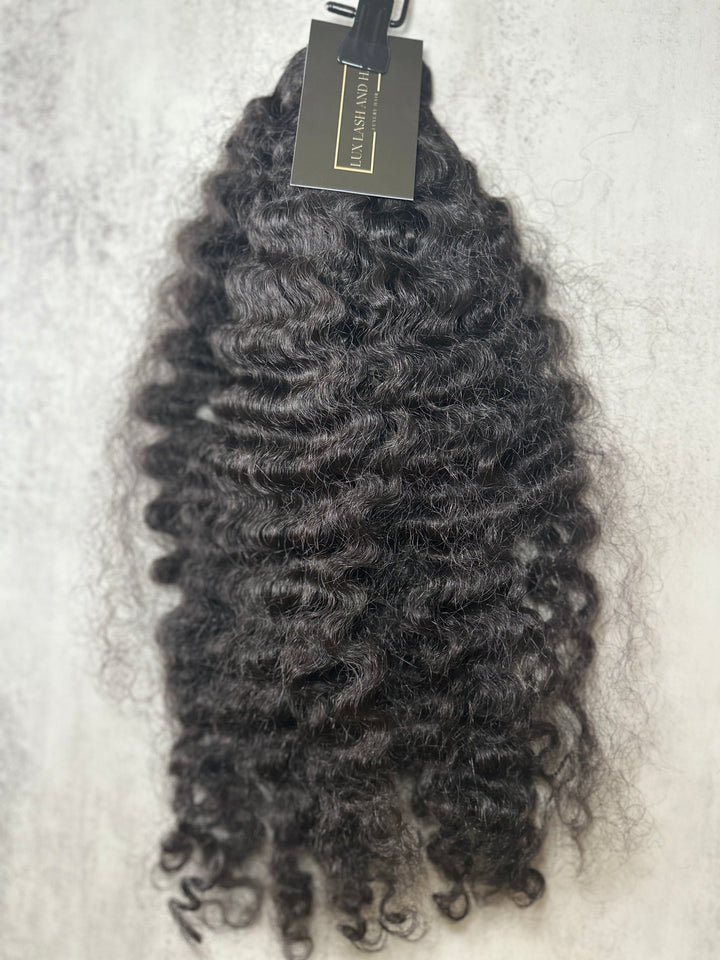 Raw Burmese Curly Clip in Ponytail | Wrap Ponytail