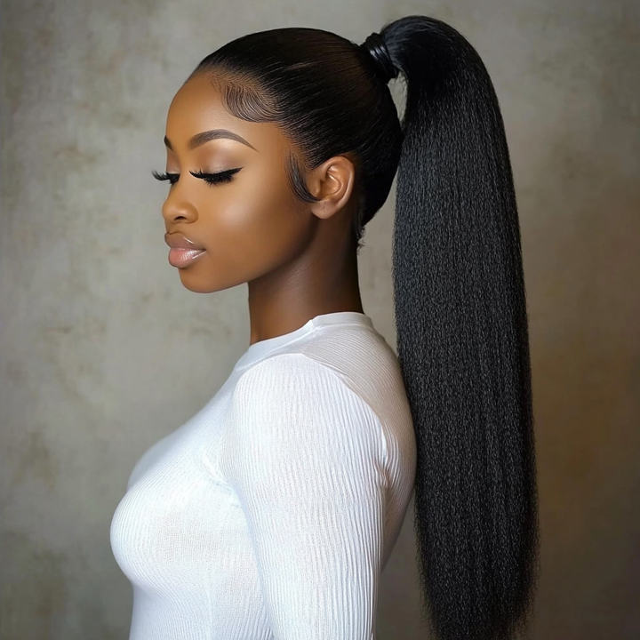 Raw Kinky Straight Clip in Ponytail | Wrap Ponytail - LUX LASH AND HAIR